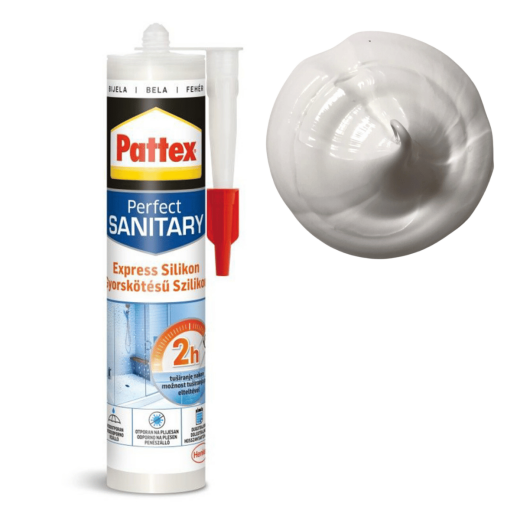 Pattex Express Sanitärsilikon Fugendichtstoff in weiß je 280ml Feuchtraumsilikon