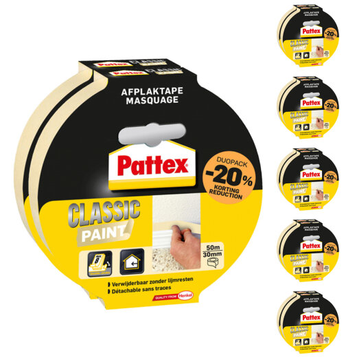 Malerkrepp PATTEX Classic Paint 2 x (30mm x 50m) - 6 x Doppelpack in gelb